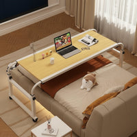 Adjustable Overbed Desk Multi-Functional Cross Bed Study Table Mobile Bed Table Easy Assembly Rolling Laptop Cart for Dorm Room