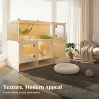 Multi-Level Feline Villa with Integrated Litter Box Spacious Interior