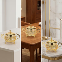 Condiment Jar with Lid and Spoon Gold-Tone Jars for Hosts, Homeowners