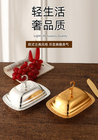 European Creative Covered Snack Plate Classic Light Luxury Pastry Tray Metal