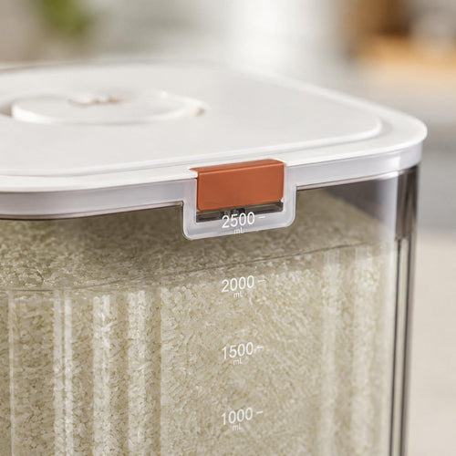 2 Pieces Rice Container Measuring Cup Grain Storage Bin Transparent Scale