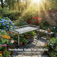 Mobile verdanthouse Rack Rustproof Plant Stand Weatherproof Cover Water Resistant for Gardeners, Homeowners, Outdoors