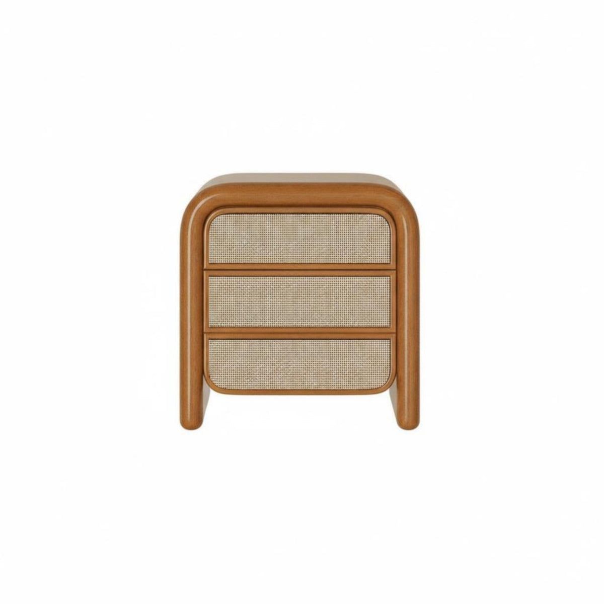 Wicker Front Bedside Cabinet Rattan Design Nightstand space-saving Size for Entryway