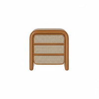 Wicker Front Bedside Cabinet Rattan Design Nightstand space-saving Size for Entryway