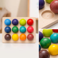 Compact Wooden Color Matching Game Educational Color Matching Puzzle Fine Motor Ball Puzzle Early Learning for Toddlers, Preschoolers, Home, Classroom
