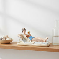 Girl Drinking Figurine Cute Coastal Girl Figurine Coastal Design for Bookshelf