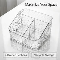 5 Compartment Desktop Storage Box, Patterned, Divided Cosmetic Organizer for Bedroom Office Desk