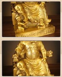 Brass Zhong Kui Statue, Taoist Deity Figure, Large Size for Study or Living Room