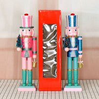25 New 38CM Glitter Christmas Tree Nutcracker Solid Wood Decorative Puppet Gift Craft Christmas Ornament