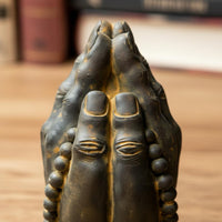 Buddhist Prayer Hands Figurine Bronze-Brown Prayer Hands Statue Antique Finish Freestanding Decorative Figurine