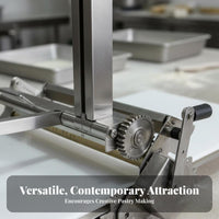 Hand Crank Puff Pastry Machine Space-Saving Hand Crank Pastry Cylinder Manual Pastry Sheeter Food-Grade Materials for Bakery