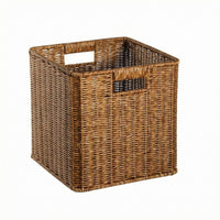 Square Woven Basket Handmade Woven Storage Basket Compact