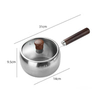 Universal Stovetop Compatibility Infant Nutrition Cooking Pot Transparent Glass Lid Stainless Steel Milk Pot Pour Spout Design Cookware for Parents