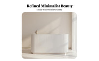 Light Luxury Design Cream Design Cashier Desk Long-Lasting Construction Modern Reception Desk Enamel Finish Commercial Checkout Counter Shipped Fully Assembled for Salon Owners, Receptionists, Clothing Boutique, Spa, Lobby