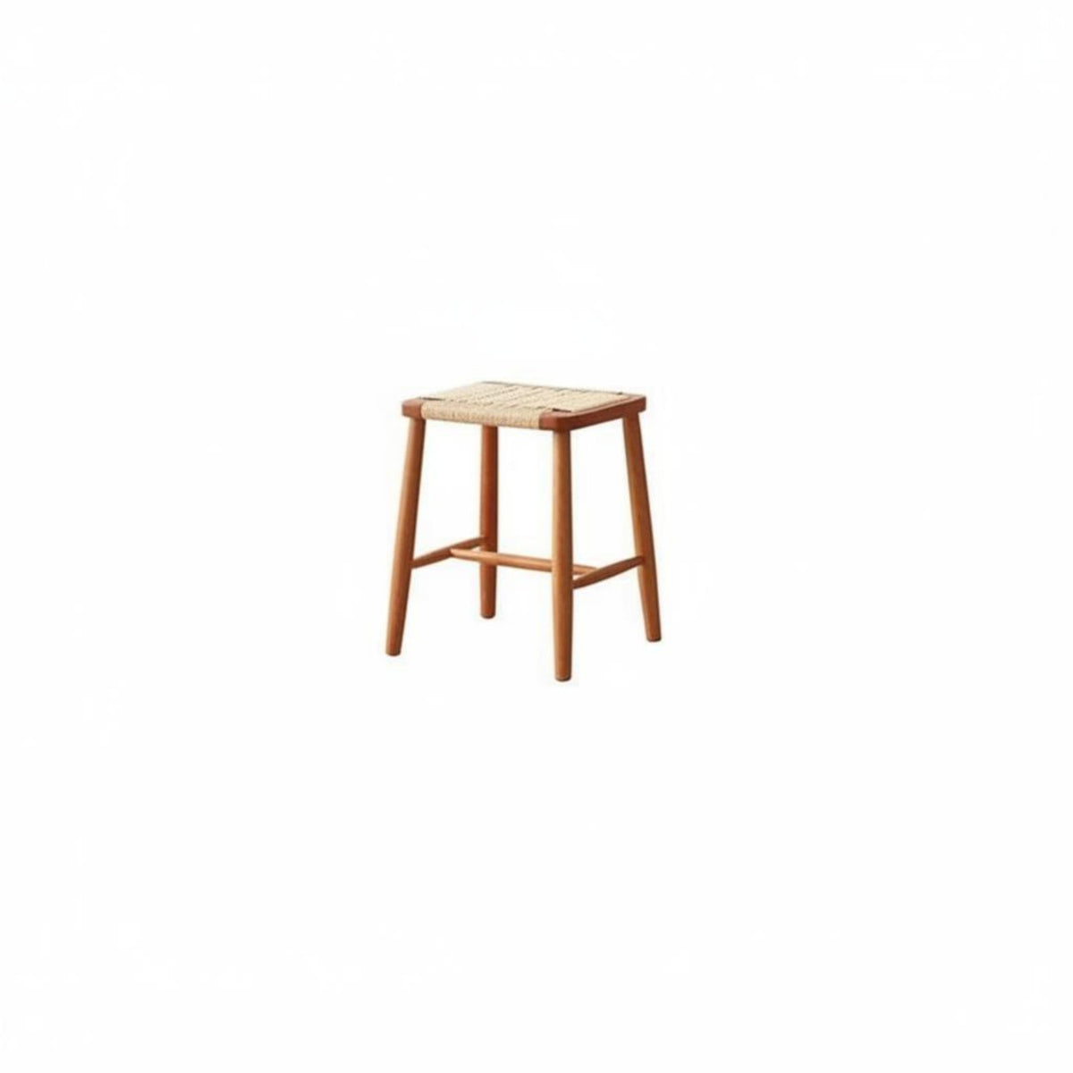 Backless Woven High Seat Vintage Design Bar Stool Tapered Legs for Cafe, Pub