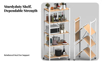 No Assembly Required Foldable Multi-Tier Rack Large Capacity foldable Rolling Shelf sturdy Duty Shelving Unit Movable with casters for Homeowners, Students, Office Workers, Kitchen, Pantry, Garage, Closet