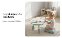 Peanut Table and Bunny Chair Set Height-Adjustable for Study Room, Preschoolers