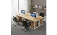 With Privacy Dividers 4 Person Office Workstation Large Work Surface Multi Person Computer Desk Heavy Duty Modern Office Cubicle Desk Cable Management for Personnel, Call Contact Center, Coworking Space