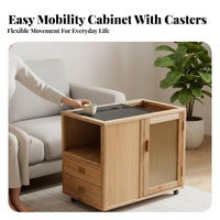 Wheeled Tea Brewing Stand with casters Mobile Furniture Rolling Design Portable for Homeowners, Living Room, Balcony, Kitchen