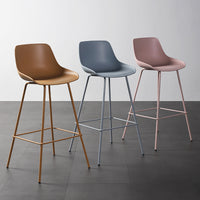 Modern Minimalist Plastic Bar Stool with Backrest and Metal Frame