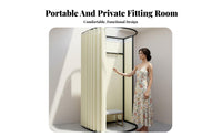Floor-Standing Portable Fitting Room Easy Assembly Movable Dressing Room Sturdy Frame Freestanding Dressing Booth Light Blocking Curtain for Photographers, Temporary Shop Vendors, Event Organizers, Shopping Mall, Boutique, Outdoor Events, Photo Studio