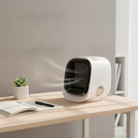 Tabletop Air Desktop Fan Black Grille Mini Oval Viewing Window for Office