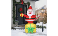Inflatable Santa with Gift Box Giant Santa with Gift Box Christmas Inflatable Stable Outdoor Decoration Festive for Yard, Lawn