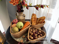 3 Pieces Triangle Woven Basket Set Handmade Versatile Bread and Snack Tray for Dining Table, Living Room, Party