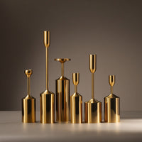 6 Pieces Gold Candlestick Holders Slender Candlestick Holder Set Classic