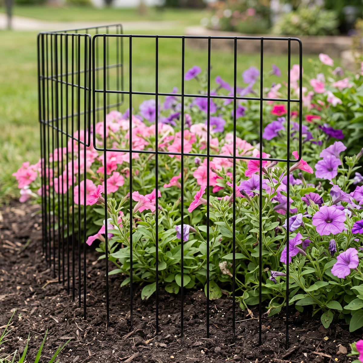 Decorative 8-Wire Garden Fence Rust-Resistant Iron Animal Barrier Yard Landscape Edging