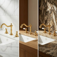 Antique-Style Basin Faucet Three-Hole Faucet with Two Handles Deck-Mounted Basin Tap Polished for Washbasin, Bathroom, Vanity