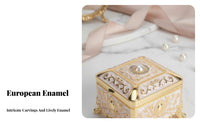 European Design Jewelry Box Gift Enamel Trinket Box Zinc Alloy Engraved Keepsake Case for Women, Brides, Wedding, Dresser