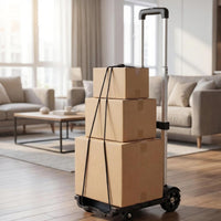 Folding Trolley Cart Compact Four Wheel Trolley Transport Gear Includes Ropes for Moving Luggage