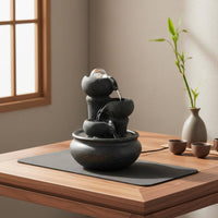 Compact Design Desktop Water Fountain USB Powered Indoor Water Fountain with Light House Decoration for Living Room, Office, Meditation Space, Bedroom