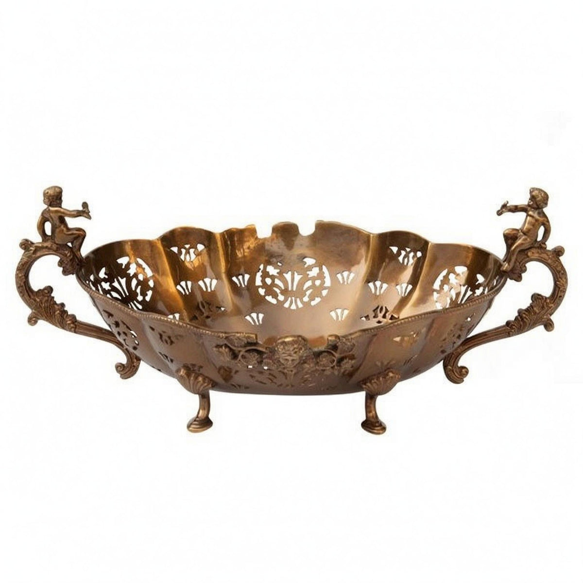 Brass Fruit Tray Tabletop Ornate Brass Tray Easy to Clean