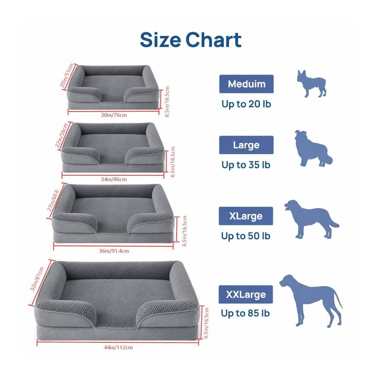 Pet Sofa Bed with Removable Cover Low-Rise Dog Bed with Washable Removable Cover Pet Sofa Easy Care Comfortable for Dogs