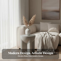 Sculptural Pedestal Stand Cream aesthetic End Table adaptable Use for Living Room