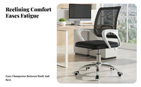 Adjustable Height Rolling Mesh Task Chair 360-Degree Swivel Mesh Back Rolling Chair Reclining Backrest Computer Seat Ergonomic Design for Distant Workers, Students, Adults, Conference Room, Bedroom