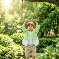 Kids Indoor Beechwood Climbing Bar for Sensory Integration Training, Portable Hanging Pull-Up Bar