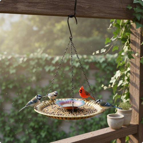 Hanging Bird Feeder Decorative Outdoor Decor Waterproof Coating for Patio