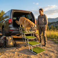 Foldable Pet Car Ramp Non-Slip 5 Steps Dog Stairs Compact Foldable Dog Steps for Dogs, Travel