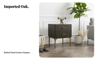 Nightstand with Storage Smoked Finish Bedside Cabinet Industrial Look for Adults