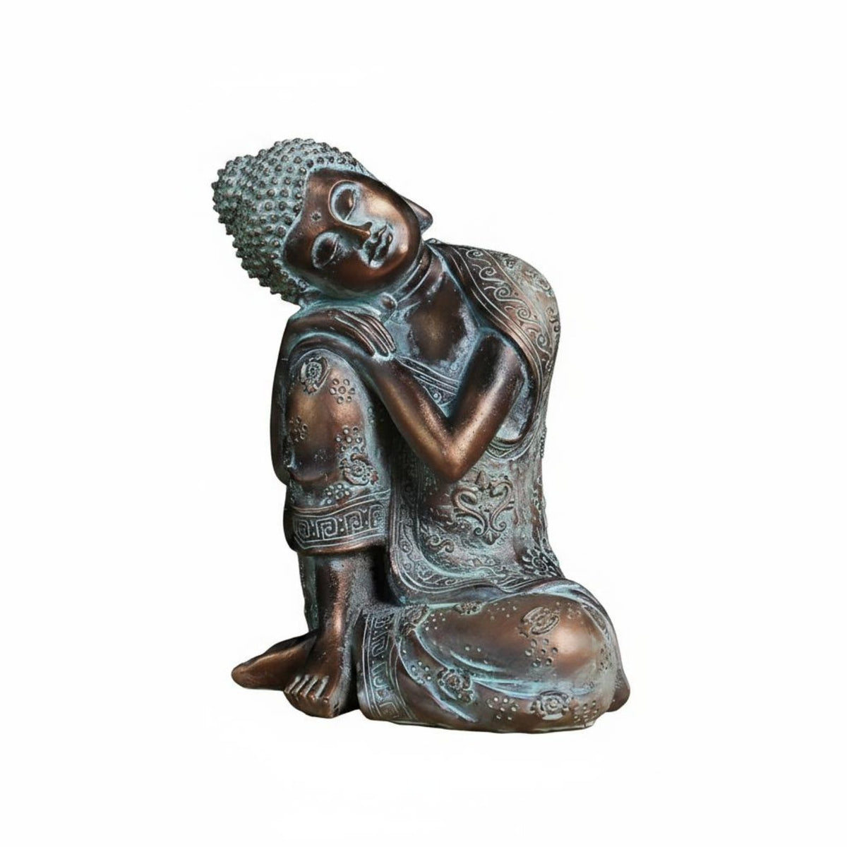 Southeast Asian Design Sleeping Buddha Figurine Resin Craft Resting Buddha Sculpture Artisan-Made Look House Decoration for Meditation Enthusiasts, Mindful Movement Practitioners, Living Room, Office, Entryway