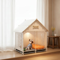 Dog Villa Pull-Removable House with Tray Lockable Indoor Pet Crate for Small Dogs, Pups, Living Room, Bedroom