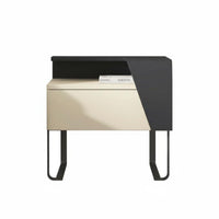 Minimalist Design S-Shaped End Table sleek Lacquer Finish Nightstand Space-Saving Bedroom Furniture Open Storage Shelves for Apartment Dwellers, Homeowners, Interior Designers, Small Spaces, Living Room, Entryway, Office