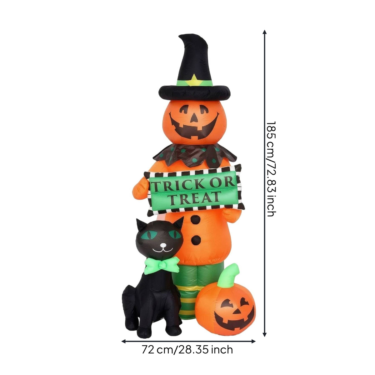 Inflatable Black Cat and Pumpkin Outdoor Inflatable Pumpkin with Cat Festive Yard Decoration Cute for Lawn, Porch