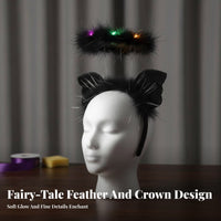 Light-up Celestial Glo Feather Extension Circle Headband Built-in Battery Light-Emitting Crown Celestial Feather Extension