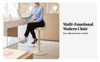 Upholstered Rotating Stool with Backrest Minimalist Design Upholstered Rotating Stool Padded Seat Sturdy Frame for Cafe