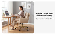 Modern Design Upholstered Rolling Task Chair 360-Degree Swivel Upholstered Rolling Armchair Cushioned Cushioning Office Furniture Height Adjustable for Students, Adults, Designers, Study Room, Bedroom