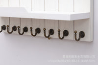 Wooden Wall-Mounted Entryway Key Rack, No Drilling, Wall Hooks, Multi-functional Storage Shelf